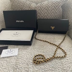 Authentic Prada Saffiano Wallet on a Chain